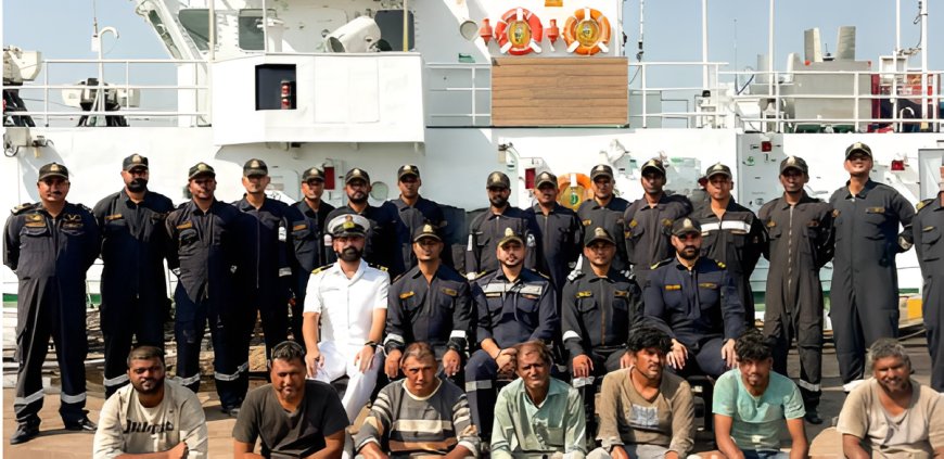 भारतीय तटरक्षक दलाने पाकिस्तानी जहाजाचा पाठलाग करून सात मच्छिमारांची सुटका केली