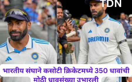 भारतीय संघाने कसोटी क्रिकेटमध्ये 350 धावांची मोठी धावसंख्या उभारली