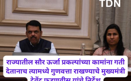 राज्यातील सौर ऊर्जा प्रकल्पांच्या कामांना गती देतानाच त्यामध्ये गुणवत्ता राखण्याचे मुख्यमंत्री देवेंद्र फडणवीस यांचे निर्देश