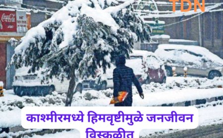 काश्मीरमध्ये हिमवृष्टीमुळे जनजीवन विस्कळीत