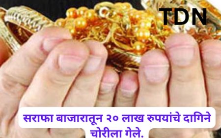 सराफा बाजारातून २० लाख रुपयांचे दागिने चोरीला गेले.